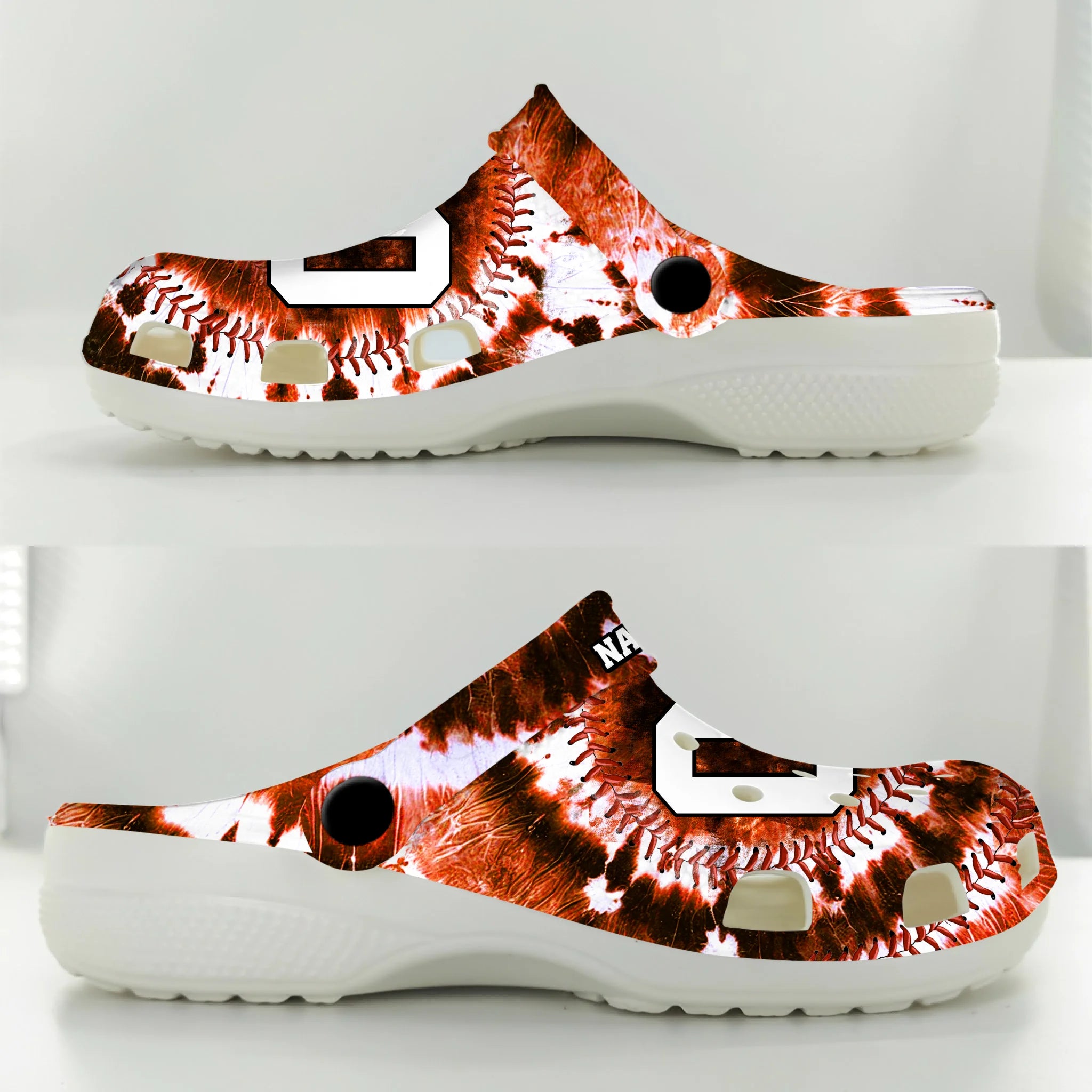Orange Tie-Dye Baseball Sport Custom Crocs And Clogs Shoes Printed For Men Women And Kids - Image 2