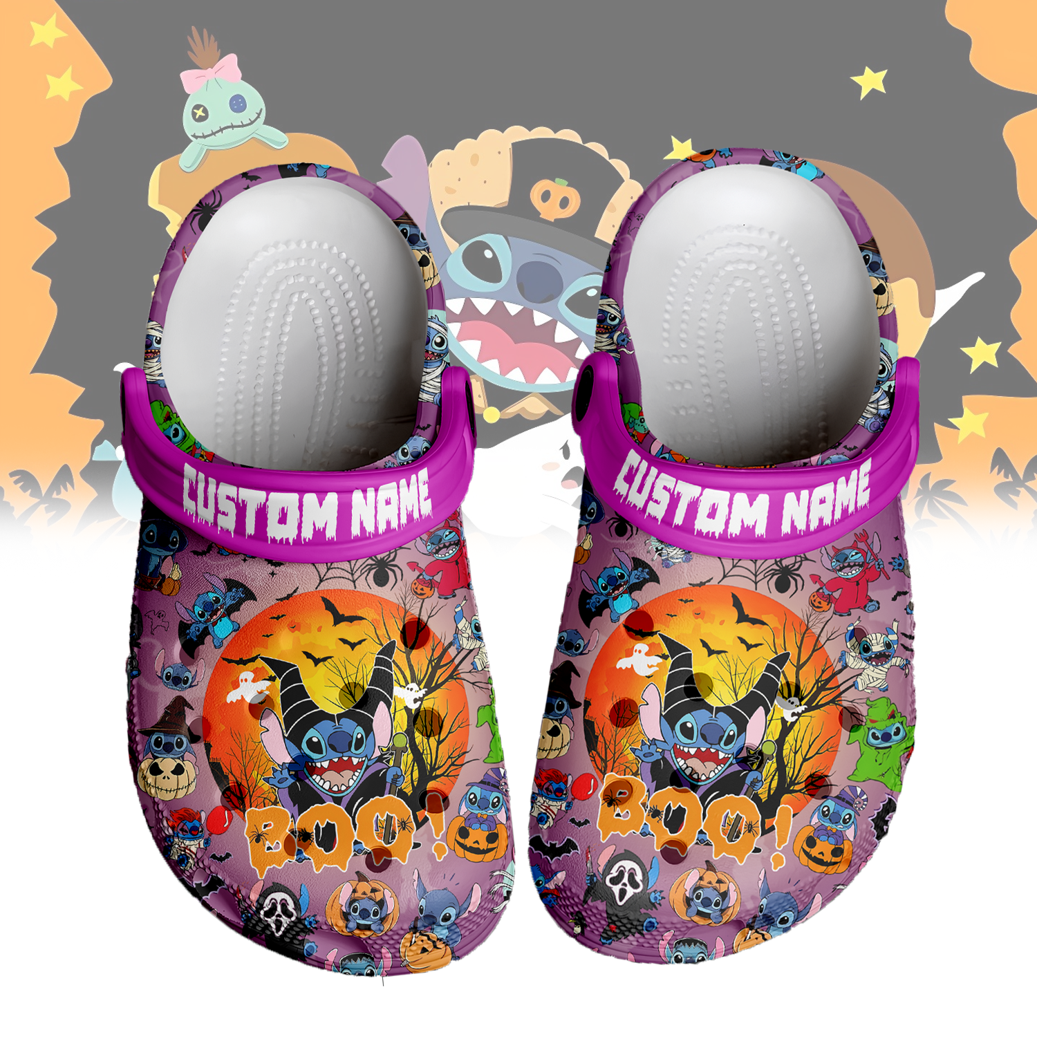 Stitch x Halloween Custom Crocs And Clogs Shoes Printed For Men Women And Kids - Image 2