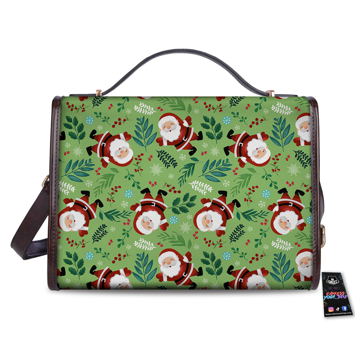 Santa Claus Happy Print Pattern Women's Satchel Bag - Image 2