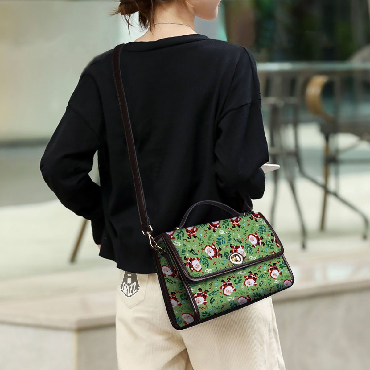 Santa Claus Happy Print Pattern Women's Satchel Bag - Image 3