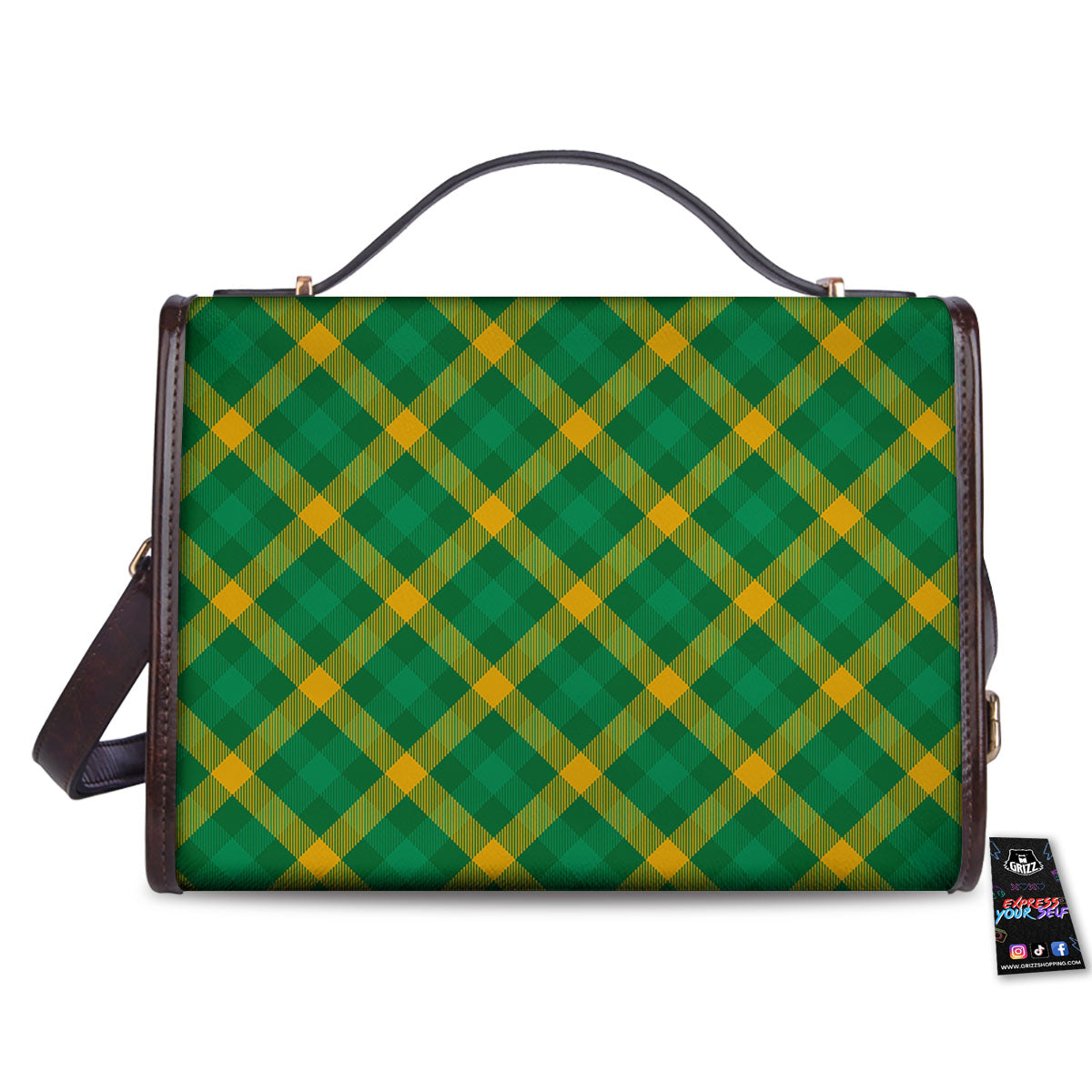 Saint Patrick's Day Irish Plaid Print Women's Satchel Bag - Image 2