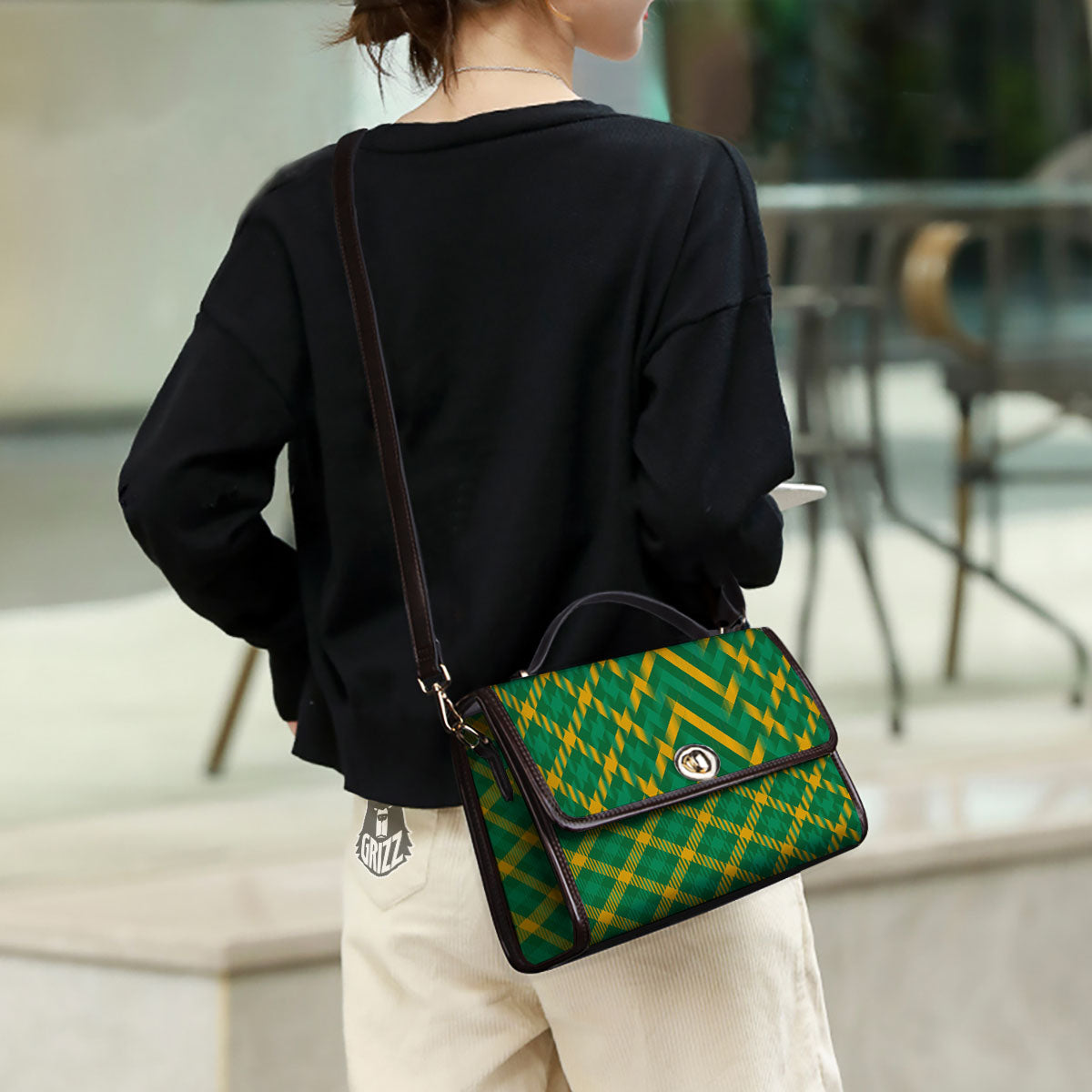 Saint Patrick's Day Irish Plaid Print Women's Satchel Bag - Image 3