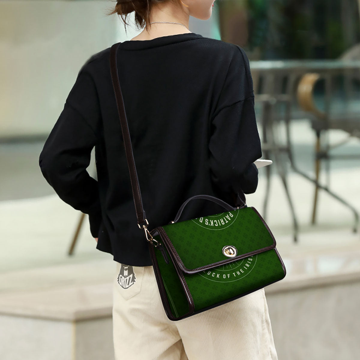 Saint Patrick's Day Irish Clover Print Women's Satchel Bag - Image 3