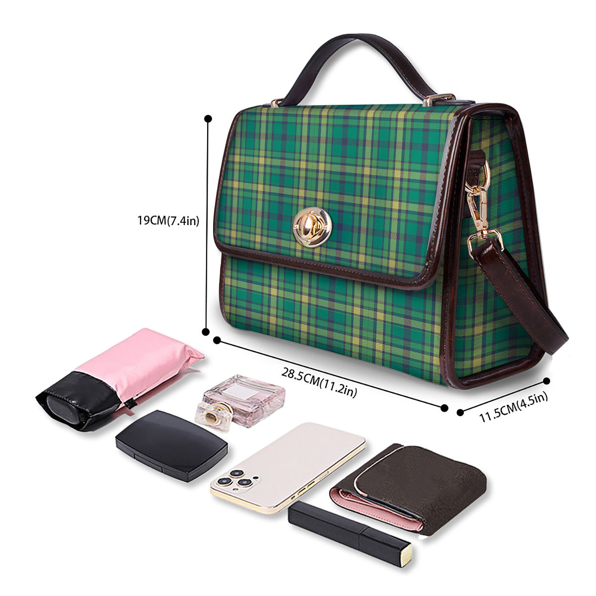 Saint Patrick's Day Irish Check Print Women's Satchel Bag - Image 4