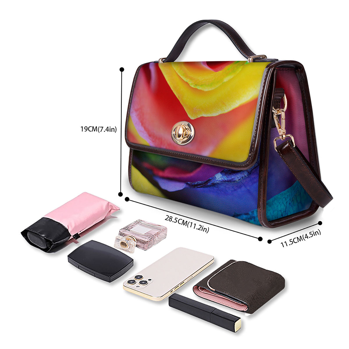 Rainbow Roses LGBT Pride Print Women's Satchel Bag - Image 4