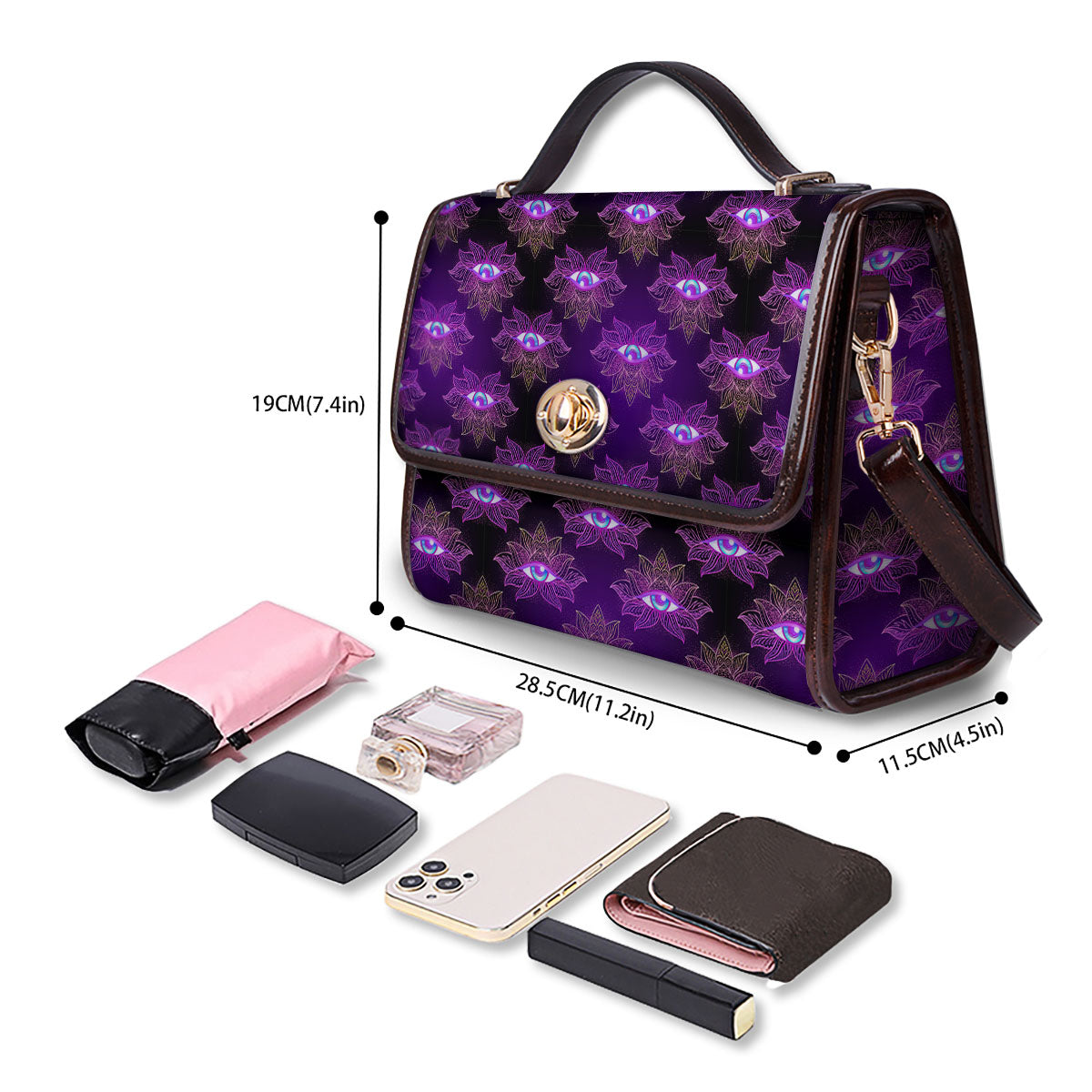 Lotus Eye Of Providence Print Pattern Women's Satchel Bag - Image 4