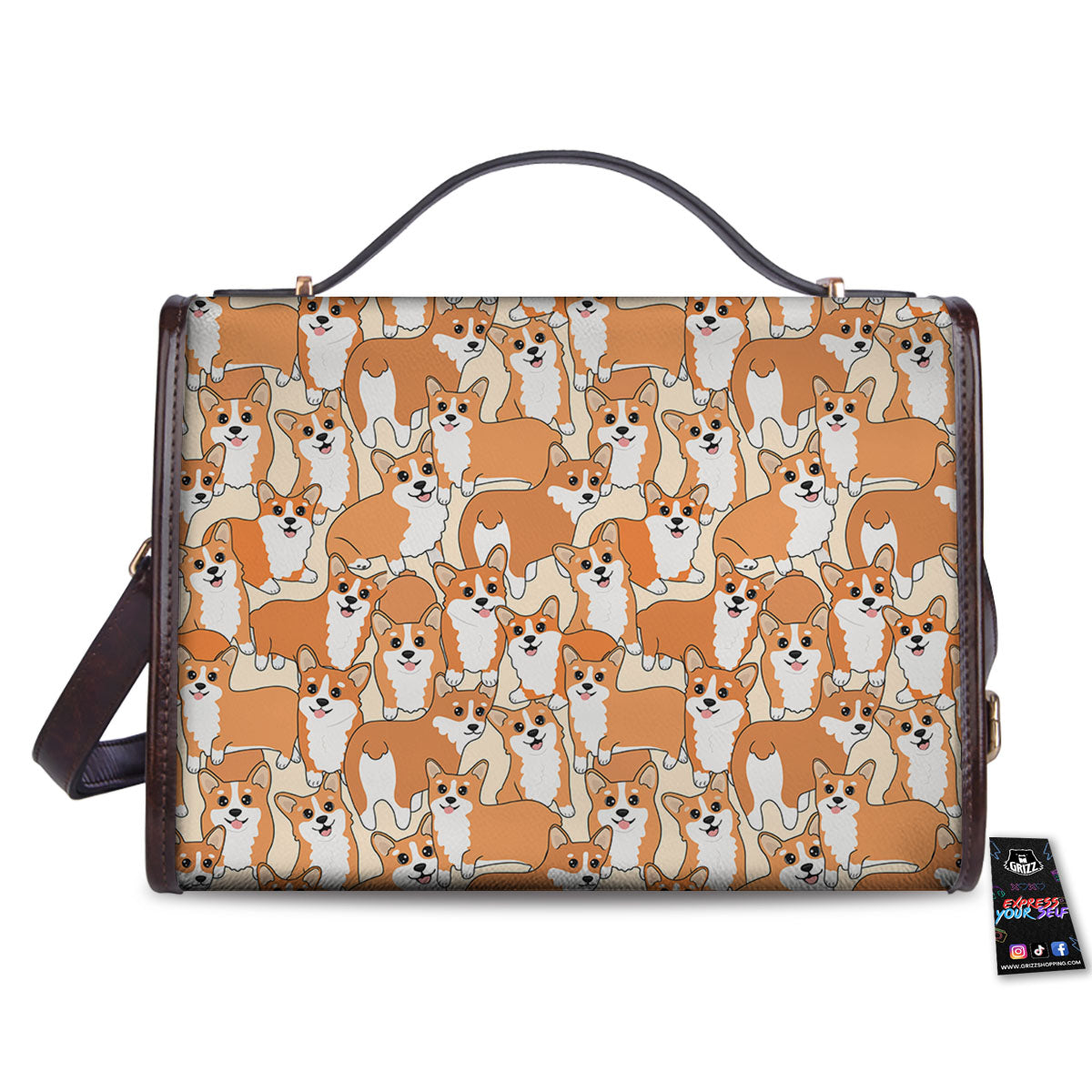 Little Corgi Print Pattern Women's Satchel Bag - Image 2