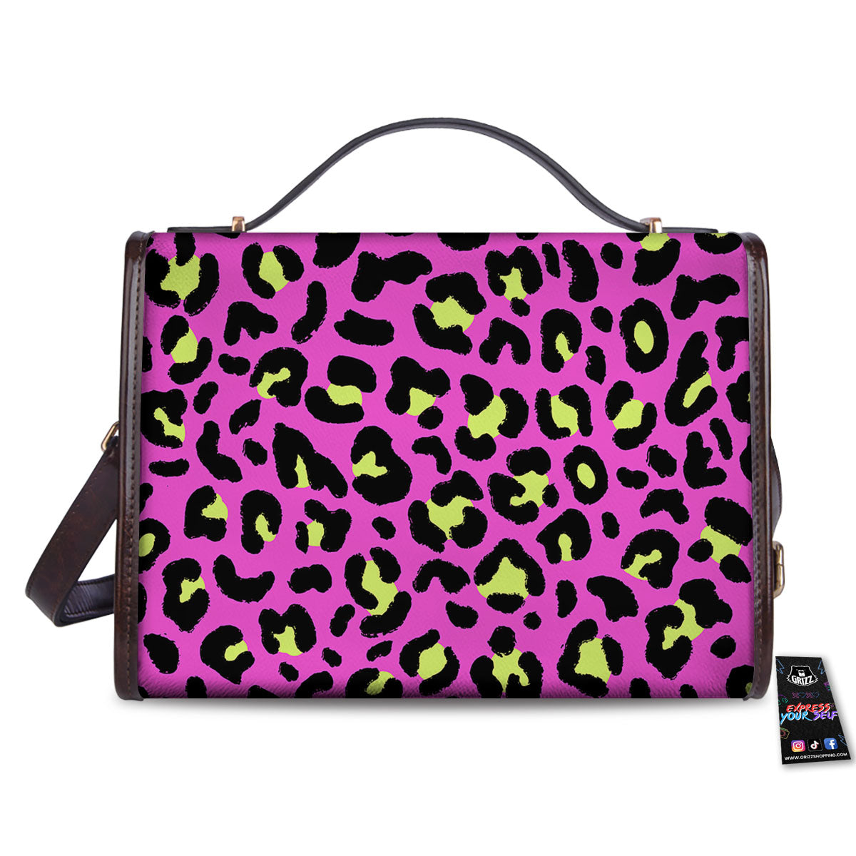 Leopard Yellow And Pink Print Women's Satchel Bag - Image 2