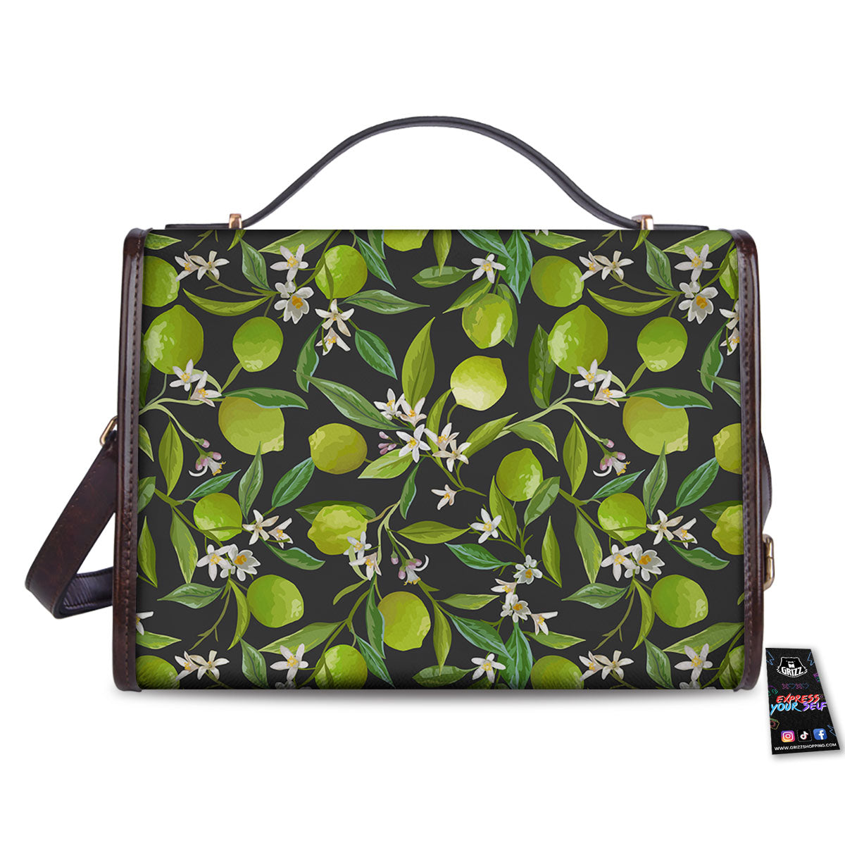 Lemon And Lime Print Pattern Women's Satchel Bag - Image 2