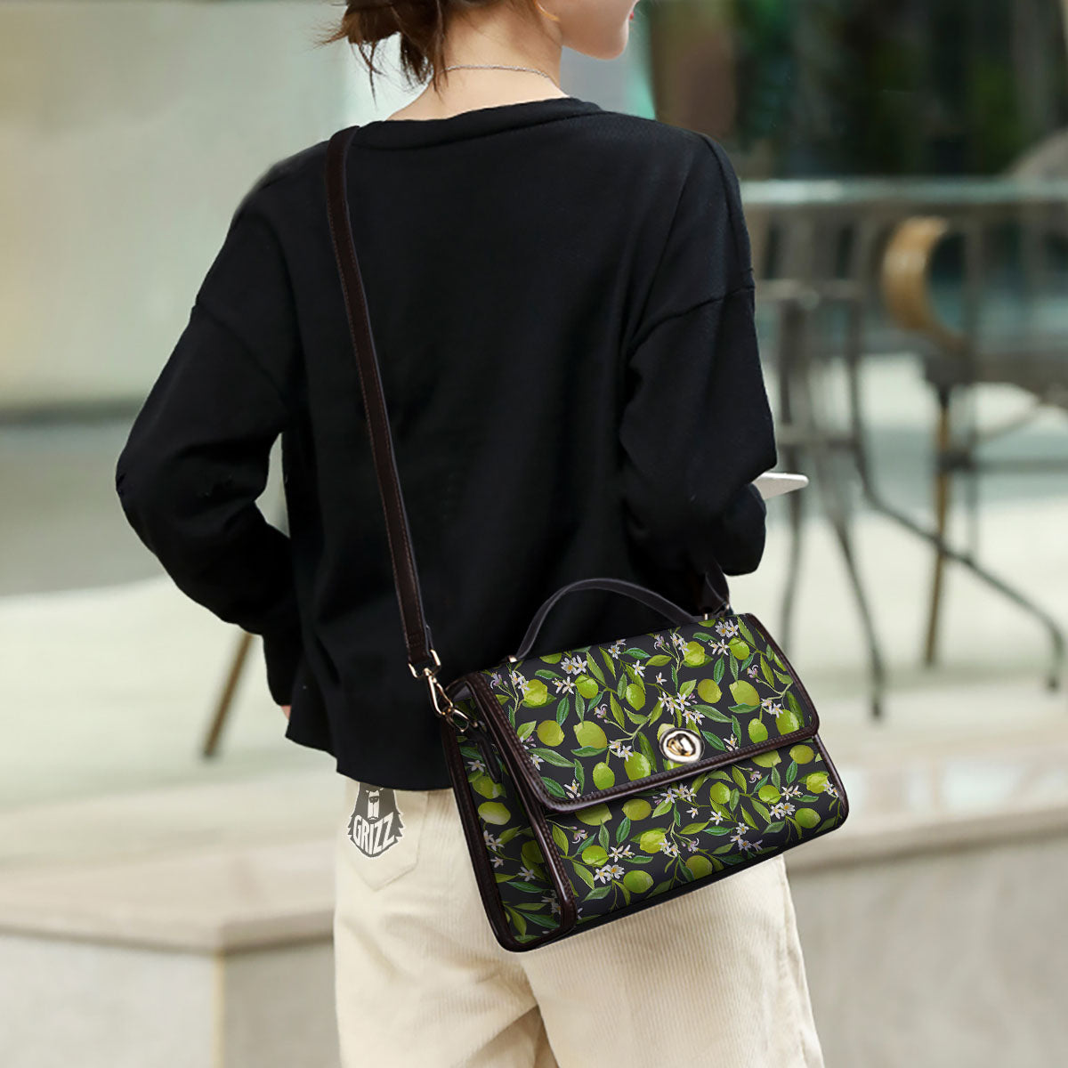 Lemon And Lime Print Pattern Women's Satchel Bag - Image 3