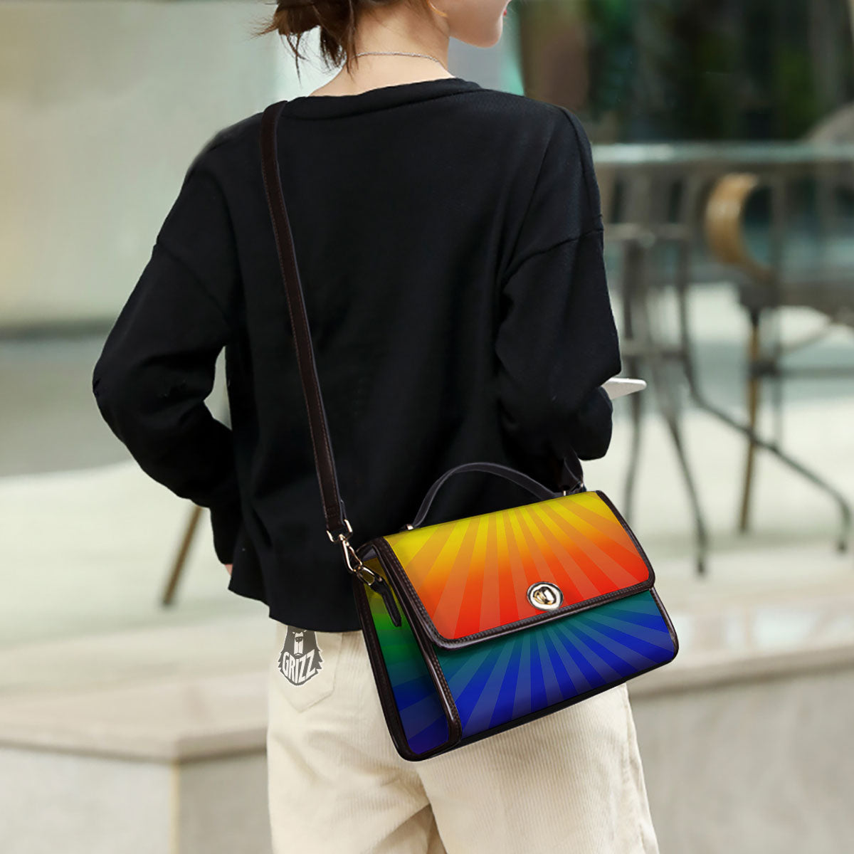 Rainbow Rays LGBT Pride Print Women's Satchel Bag - Image 3