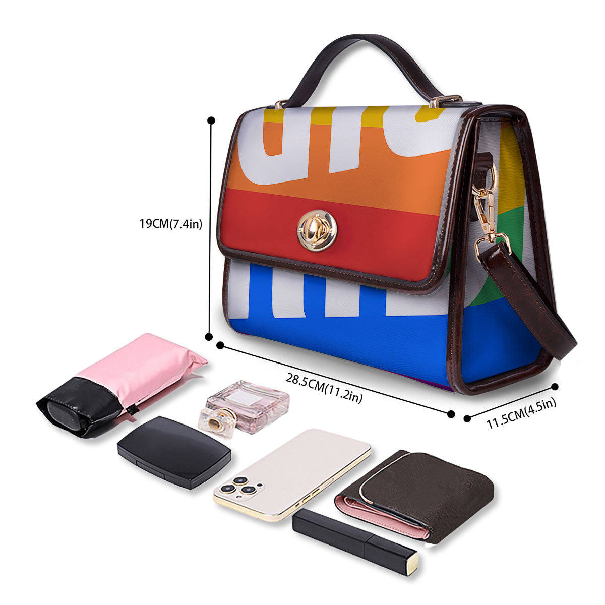 LGBT Pride Flag Pattern Print Women's Satchel Bag - Image 4
