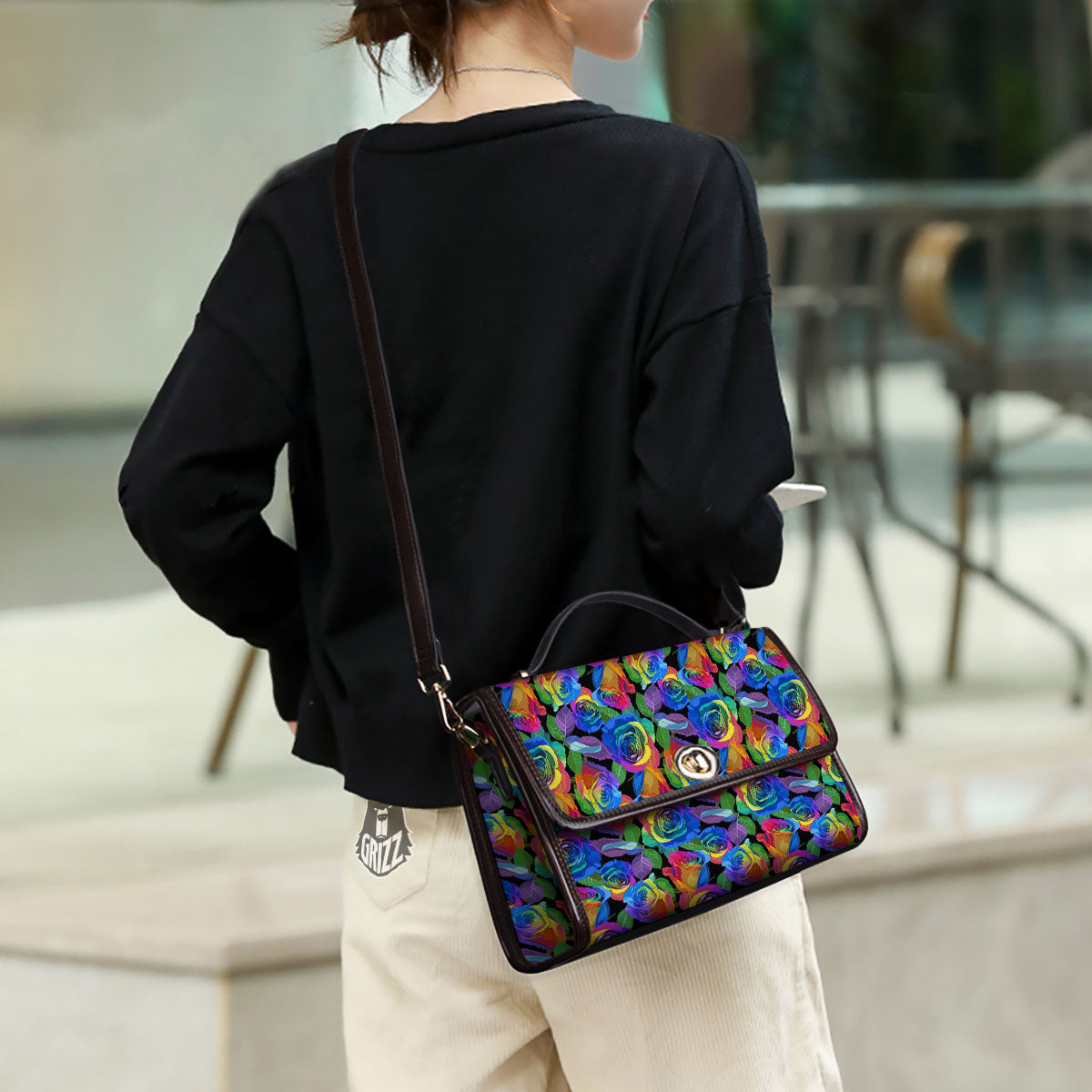 Rainbow Roses LGBT Pride Print Pattern Women's Satchel Bag - Image 3