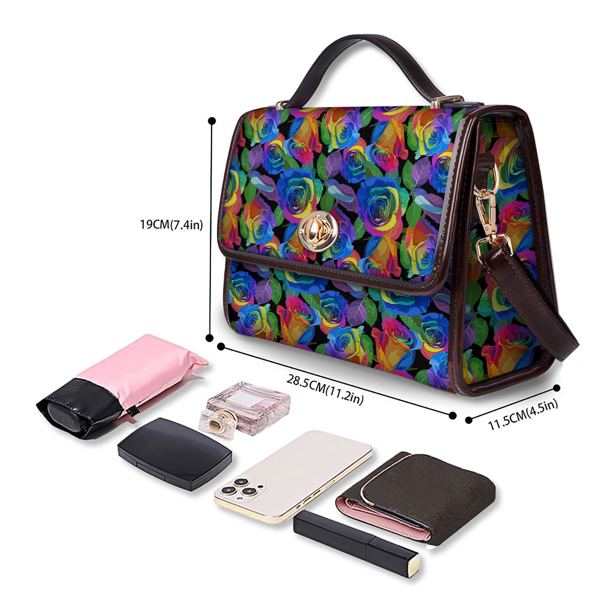 Rainbow Roses LGBT Pride Print Pattern Women's Satchel Bag - Image 4
