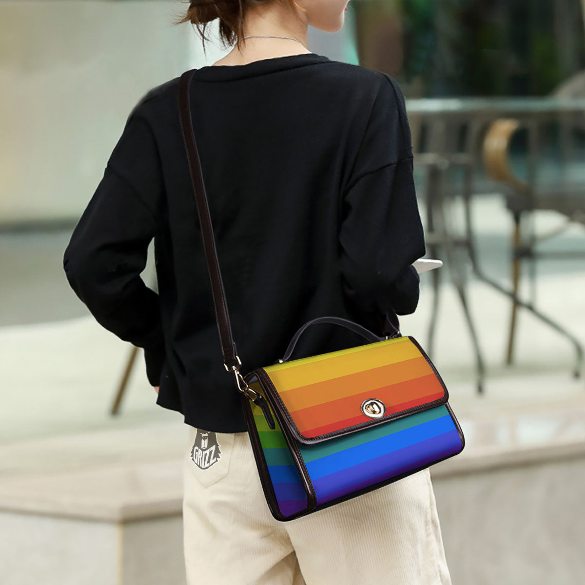 Rainbow Flag LGBT Pride Print Women's Satchel Bag - Image 3