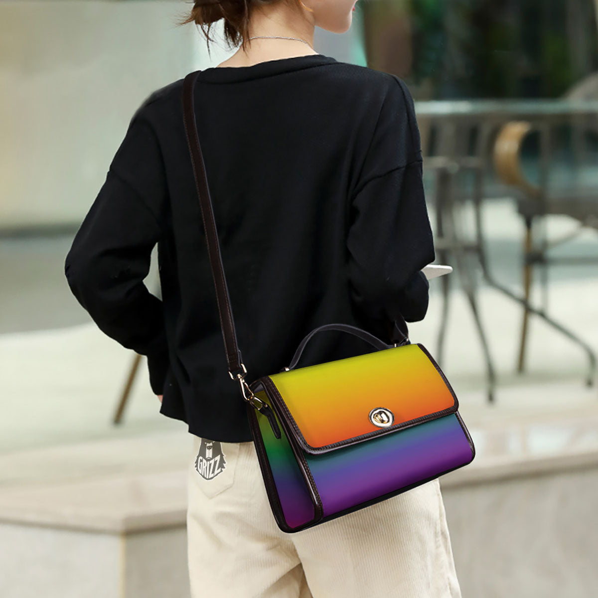 Rainbow Gradient LGBT Pride Print Women's Satchel Bag - Image 3