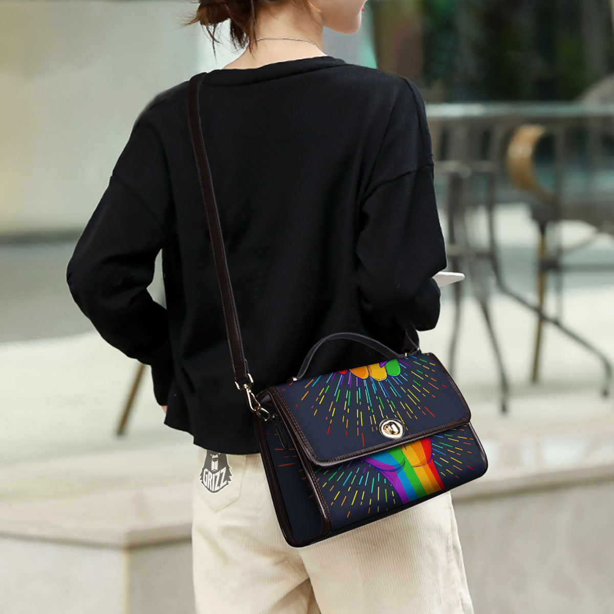 Rainbow Hand LGBT Pride Print Women's Satchel Bag - Image 3