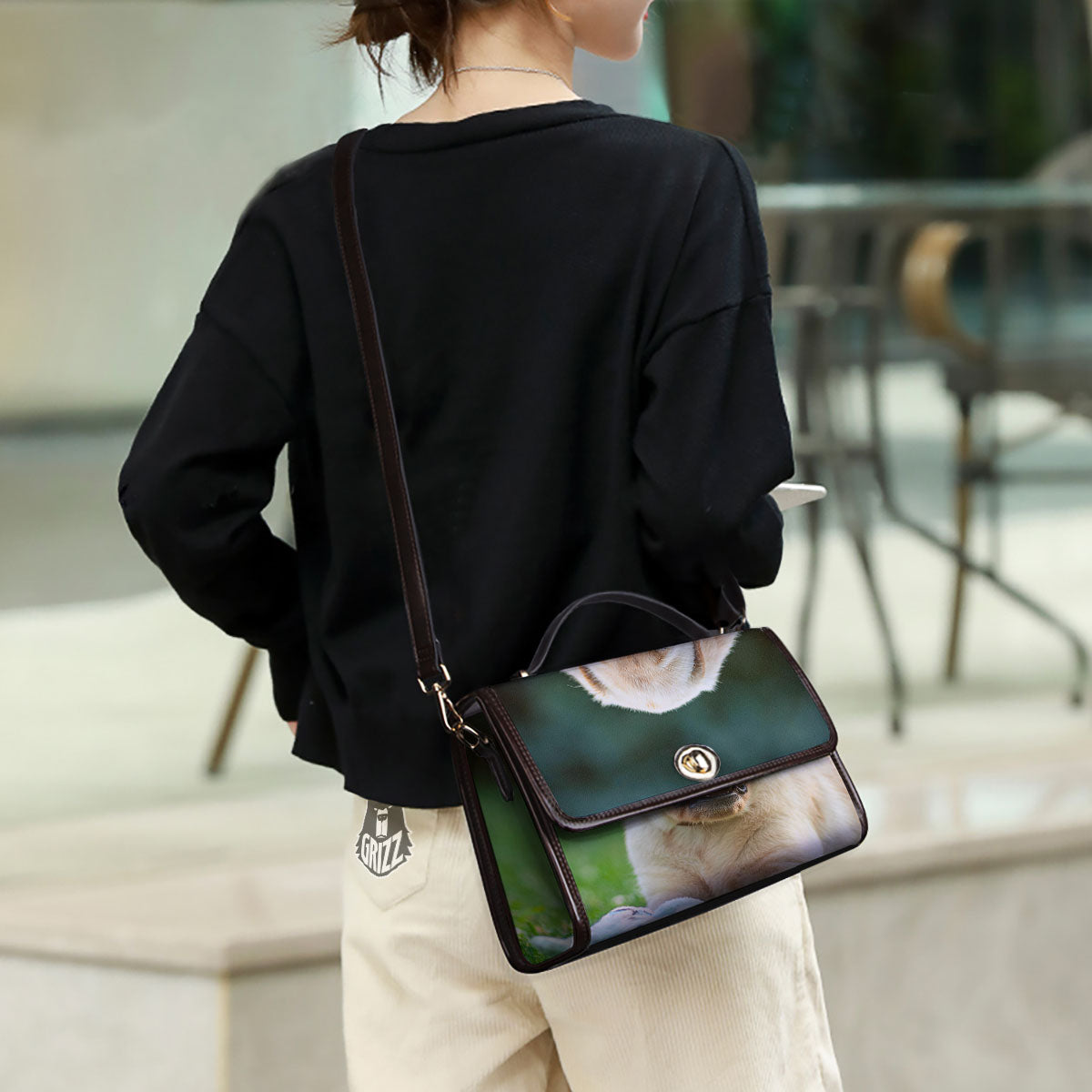 Puppy And Labrador Retriever Print Women's Satchel Bag - Image 3