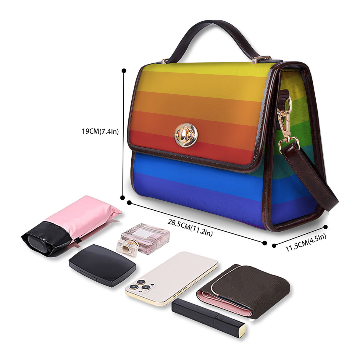 Rainbow Flag LGBT Pride Print Women's Satchel Bag - Image 4
