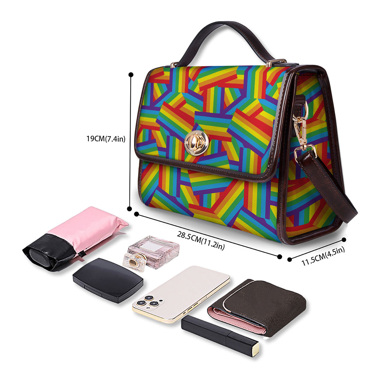 Rainbow Flag LGBT Pride Pattern Women's Satchel Bag - Image 4