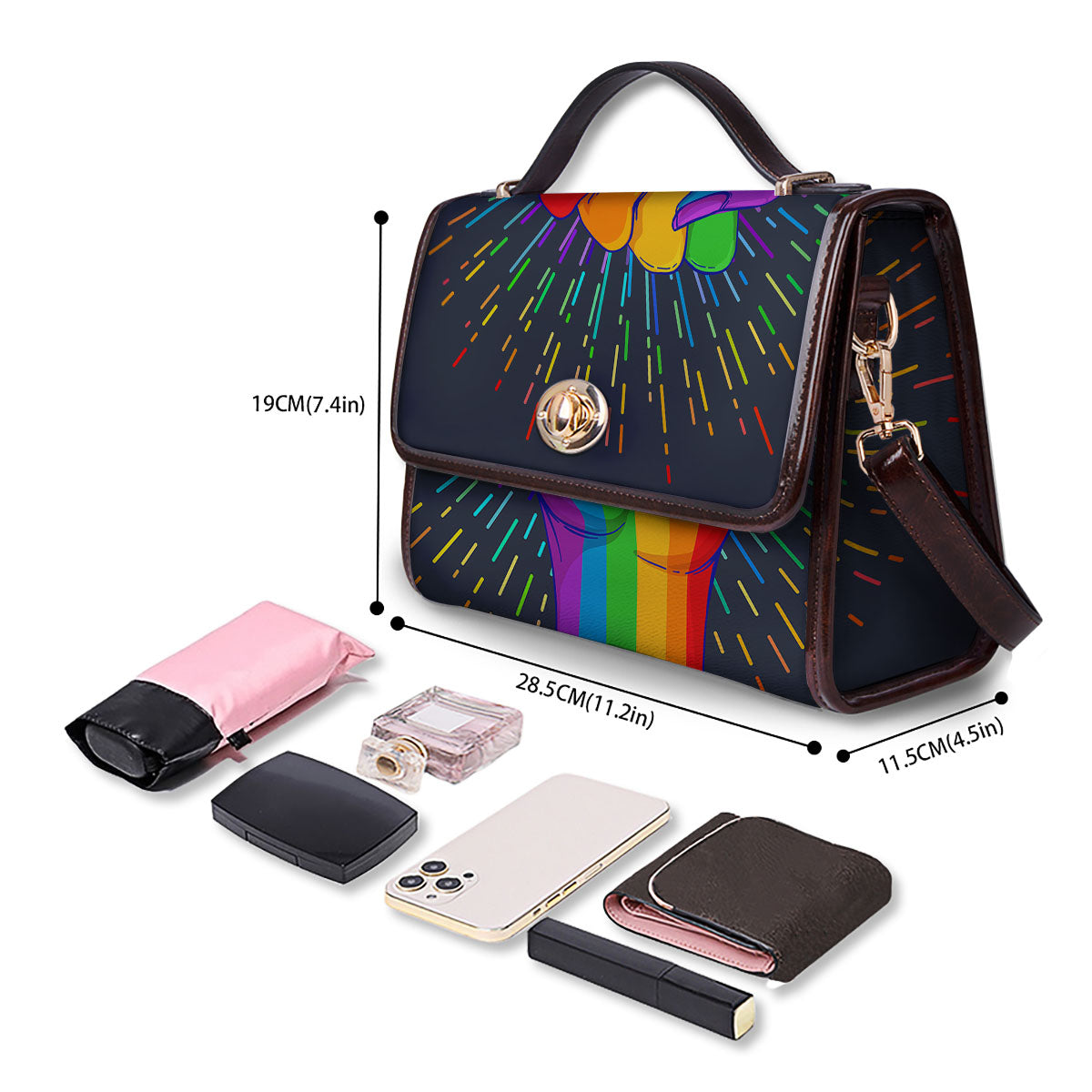 Rainbow Hand LGBT Pride Print Women's Satchel Bag - Image 4