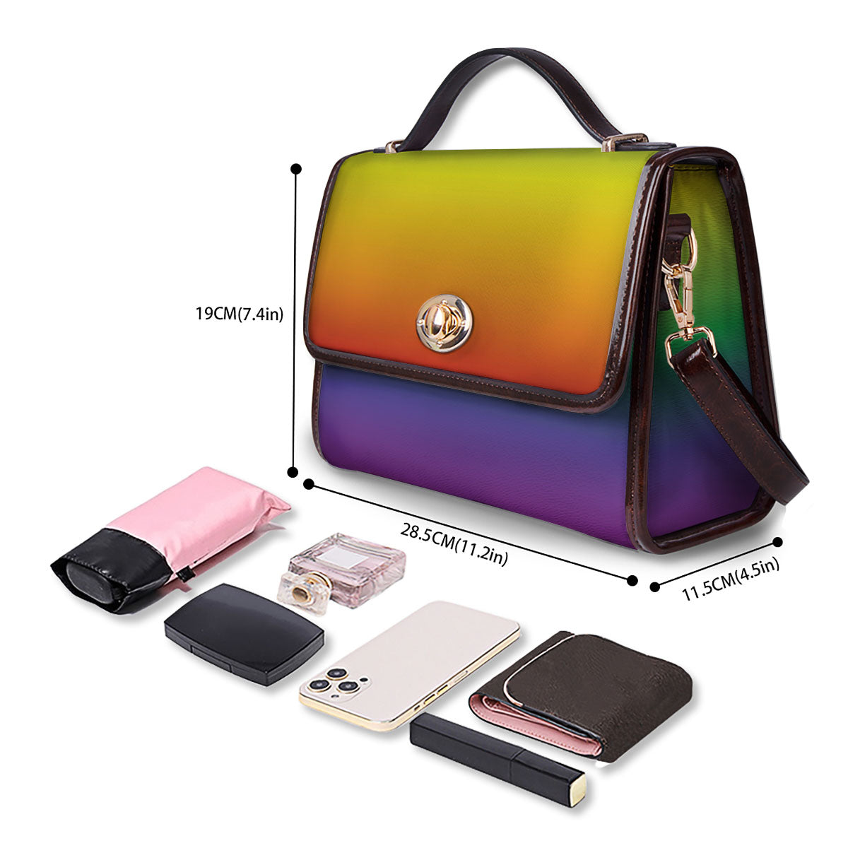 Rainbow Gradient LGBT Pride Print Women's Satchel Bag - Image 4