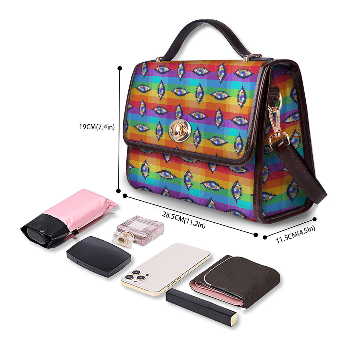 Rainbow Eyes LGBT Pride Print Pattern Women's Satchel Bag - Image 4