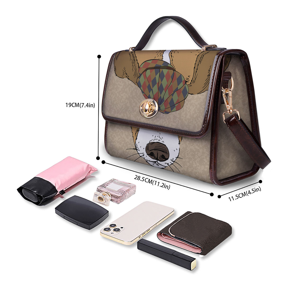 Portrait Jack Russell Terrier Print Women's Satchel Bag - Image 4