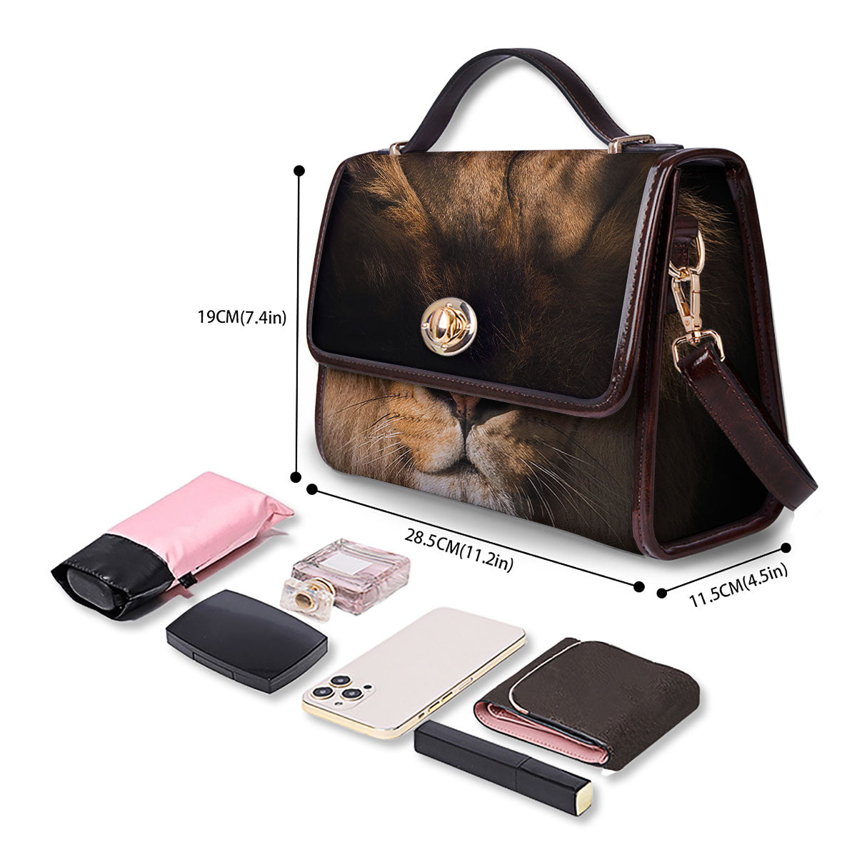 Portrait Leo Print Women's Satchel Bag - Image 4