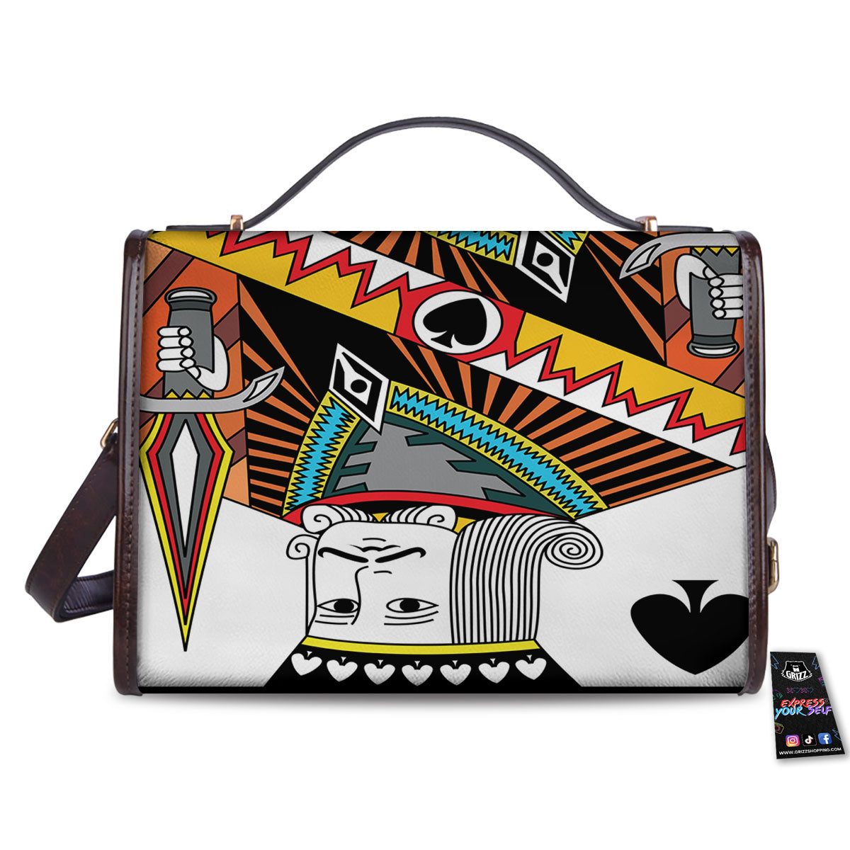 Playing Card King Of Spades Print Women's Satchel Bag - Image 2