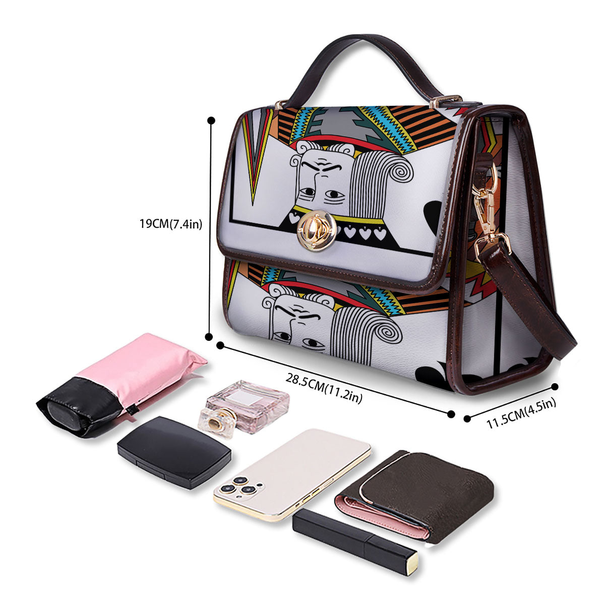 Playing Card King Of Spades Print Women's Satchel Bag - Image 4