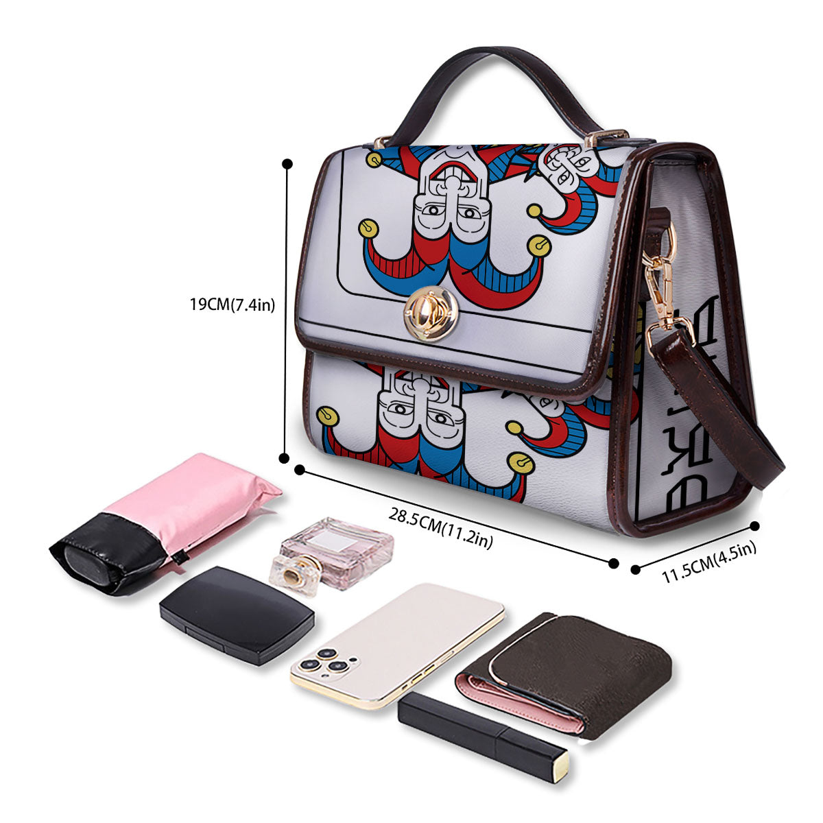 Playing Cards Joker Print Women's Satchel Bag - Image 4