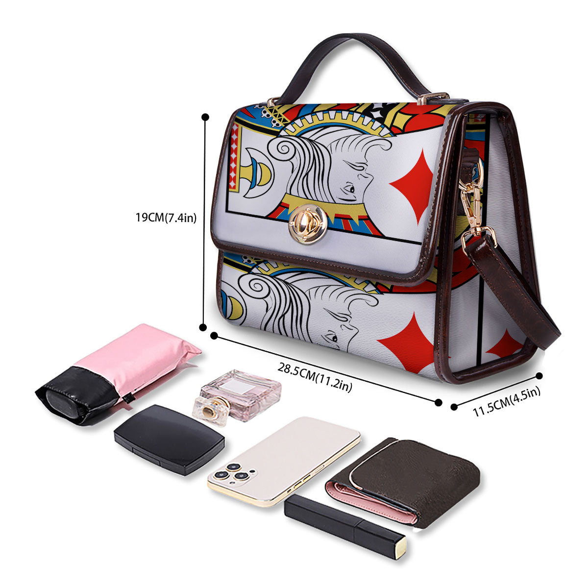 Playing Card King Of Diamonds Print Women's Satchel Bag - Image 4