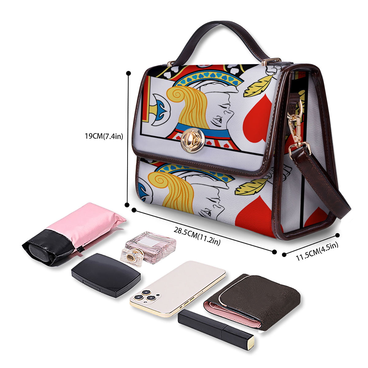 Playing Card Jack Of Hearts Print Women's Satchel Bag - Image 4