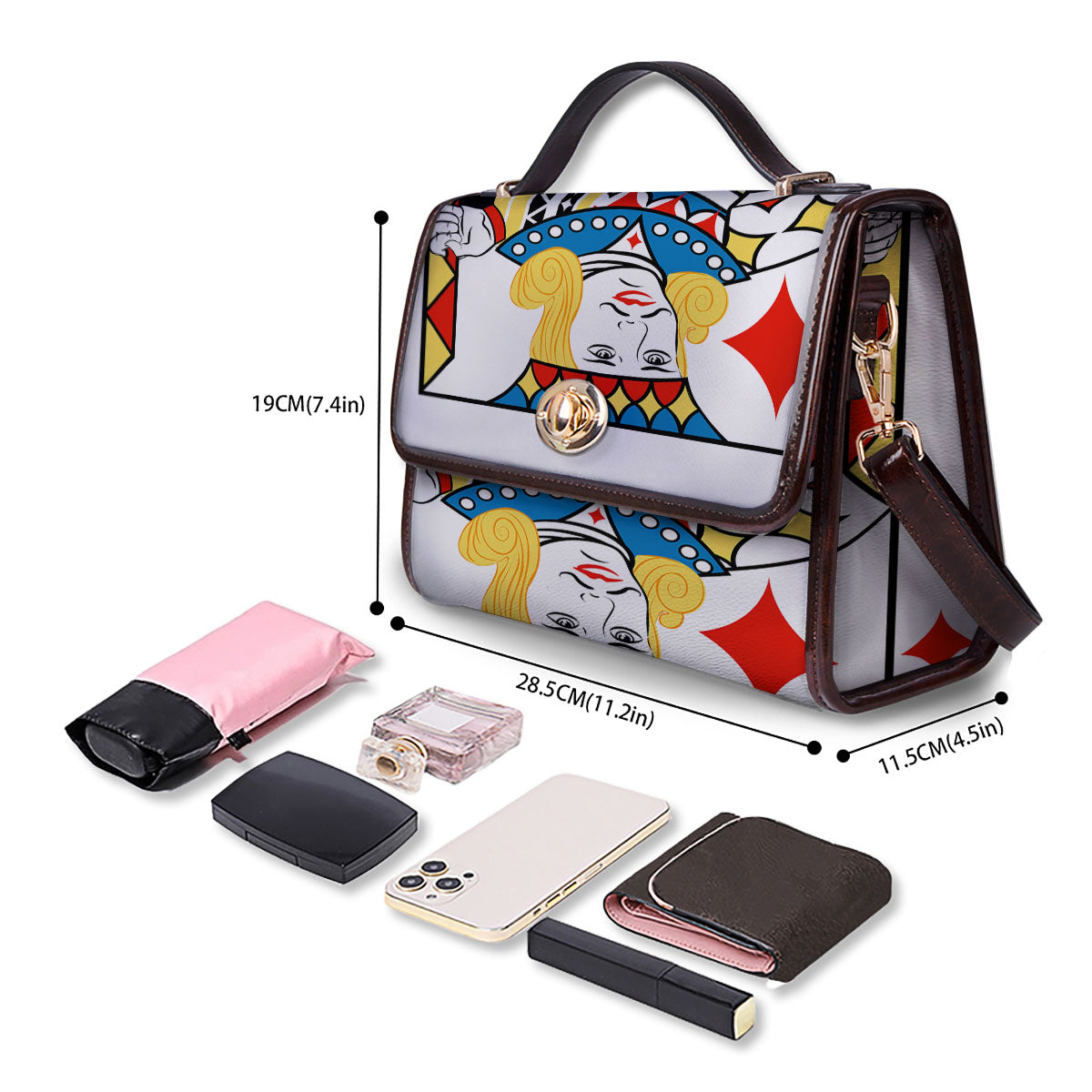 Playing Card Jack Of Diamonds Print Women's Satchel Bag - Image 4
