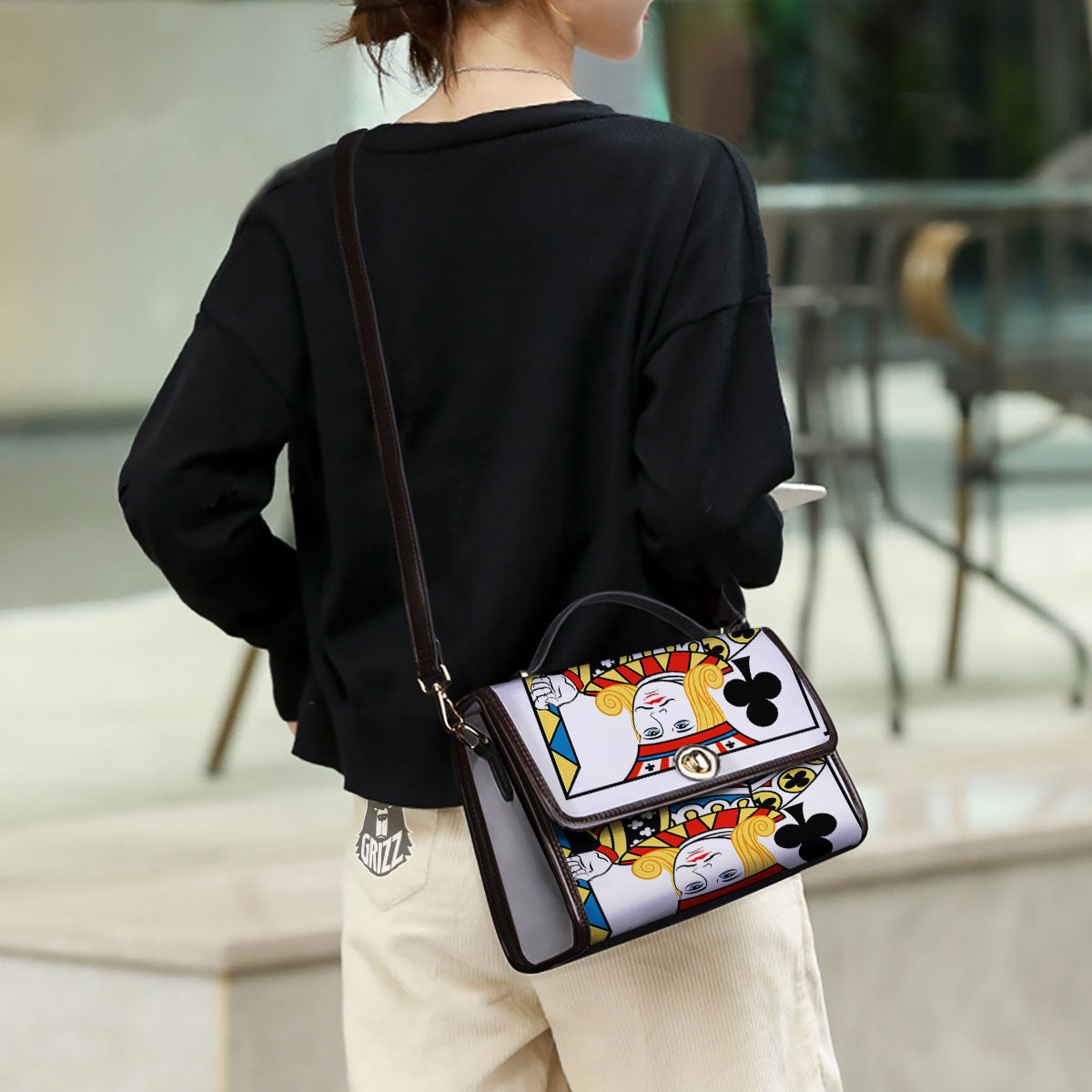 Playing Card Jack Of Clubs Print Women's Satchel Bag - Image 3