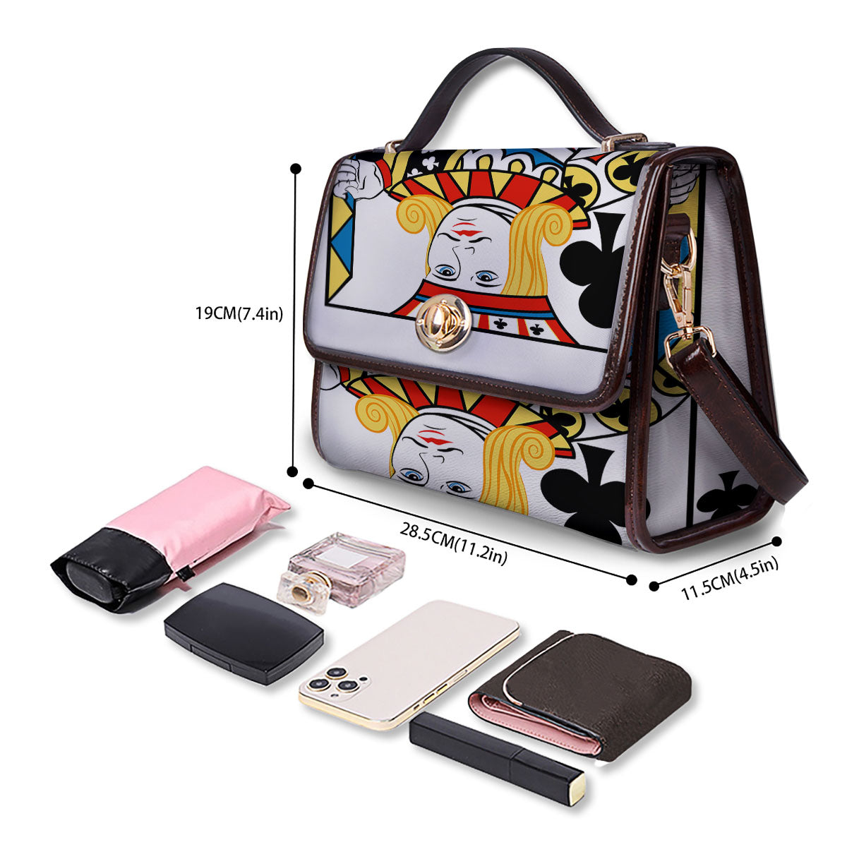 Playing Card Jack Of Clubs Print Women's Satchel Bag - Image 4