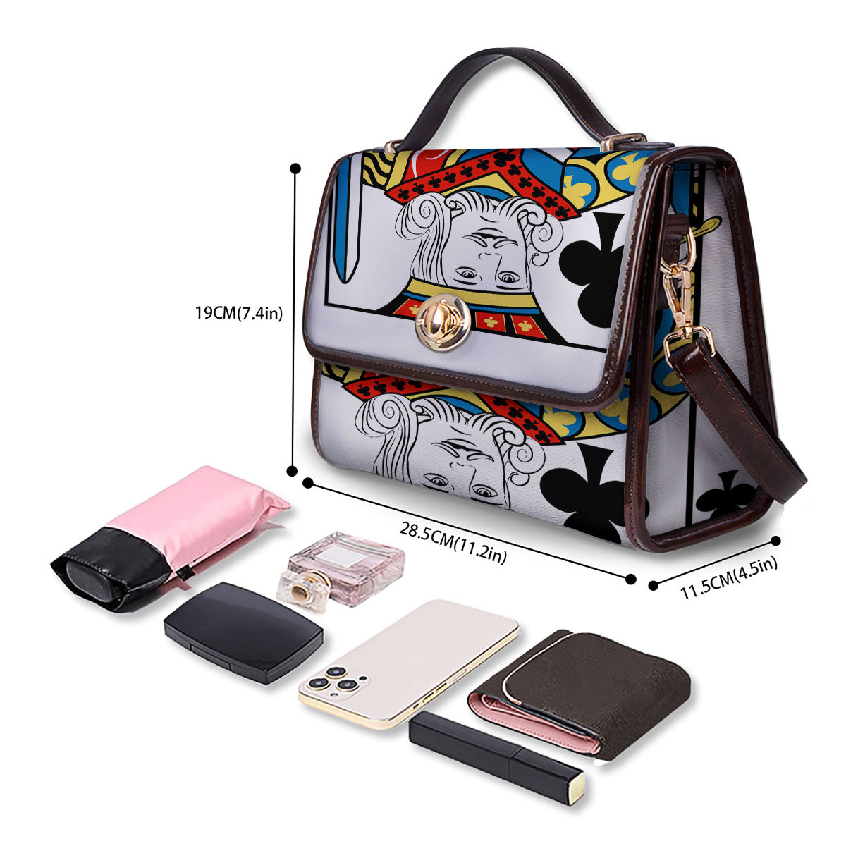 Playing Card King Of Clubs Print Women's Satchel Bag - Image 4