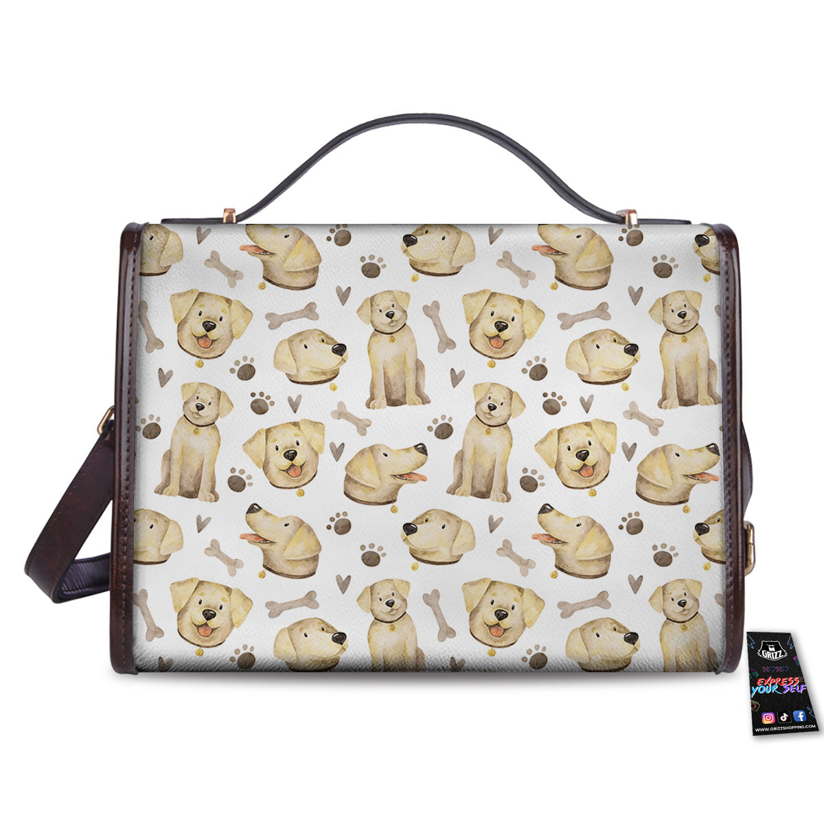 Labrador Retriever Happy Print Pattern Women's Satchel Bag - Image 2