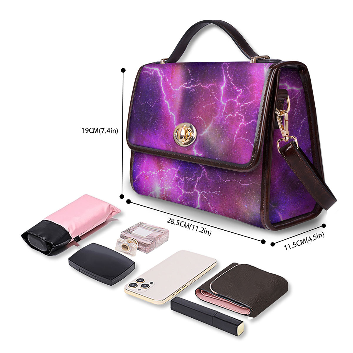 Plasma Lightning Print Women's Satchel Bag - Image 4