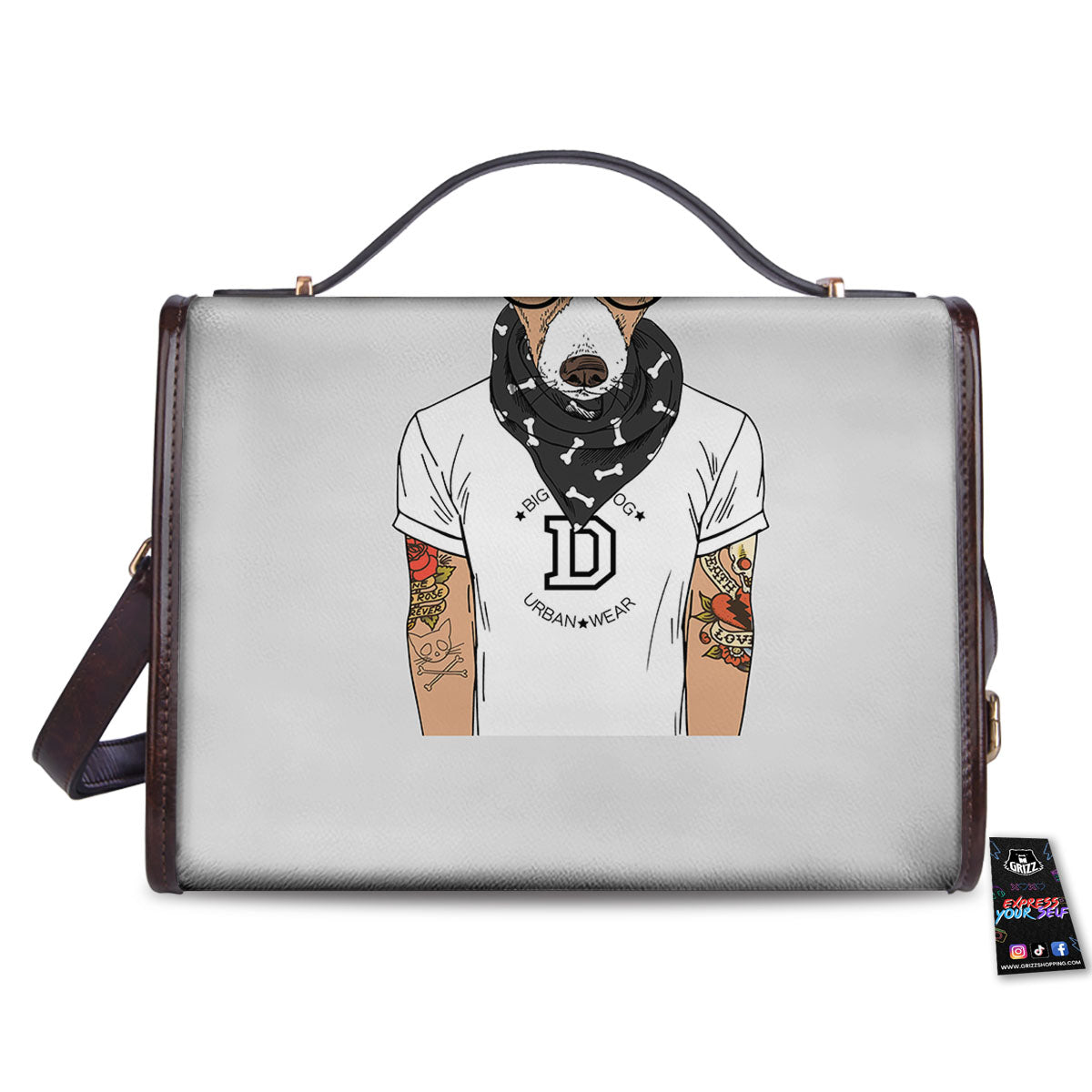 Jack Russell Terrier Hipster Print Women's Satchel Bag - Image 2