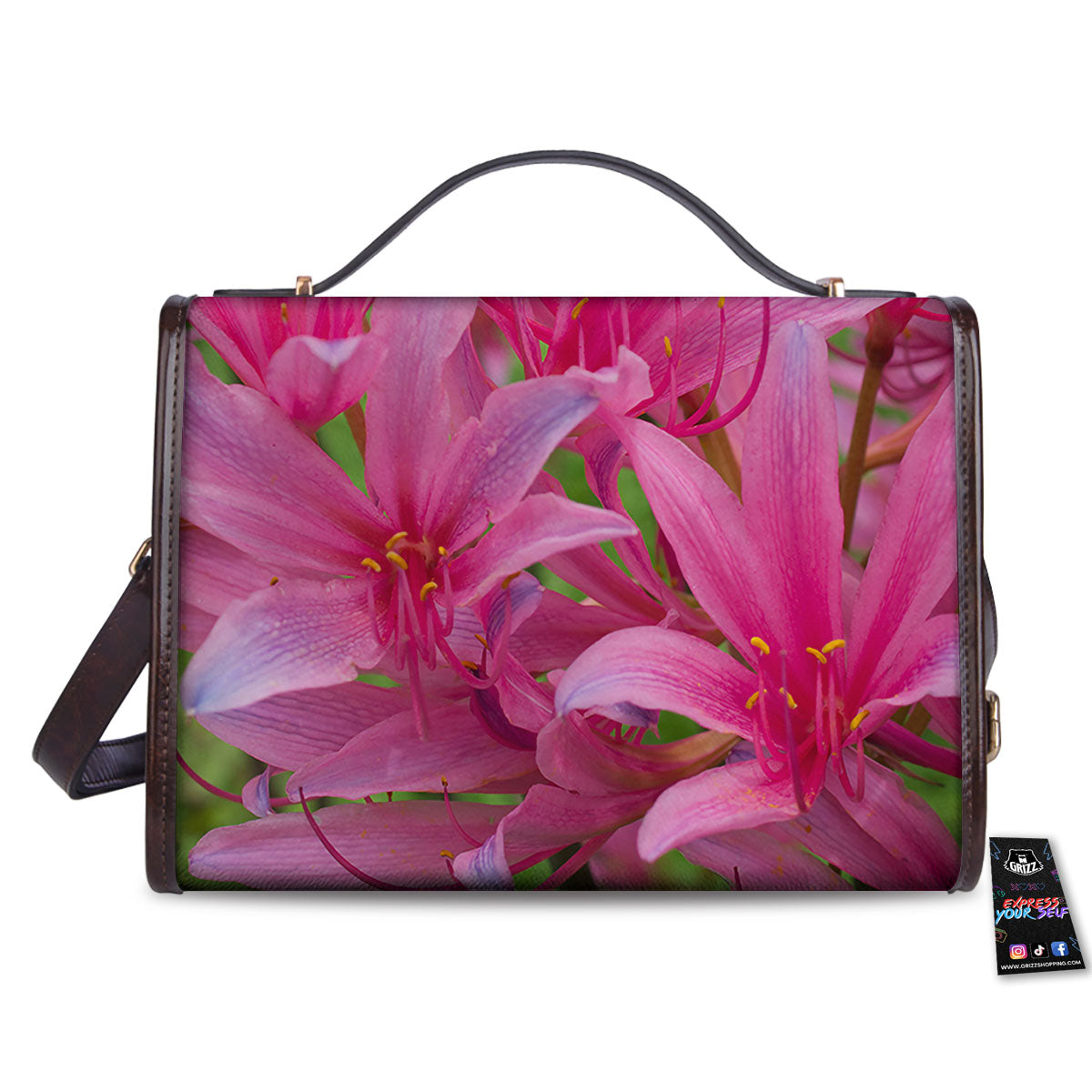 Japanese Amaryllis Purple And Pink Print Women's Satchel Bag - Image 2