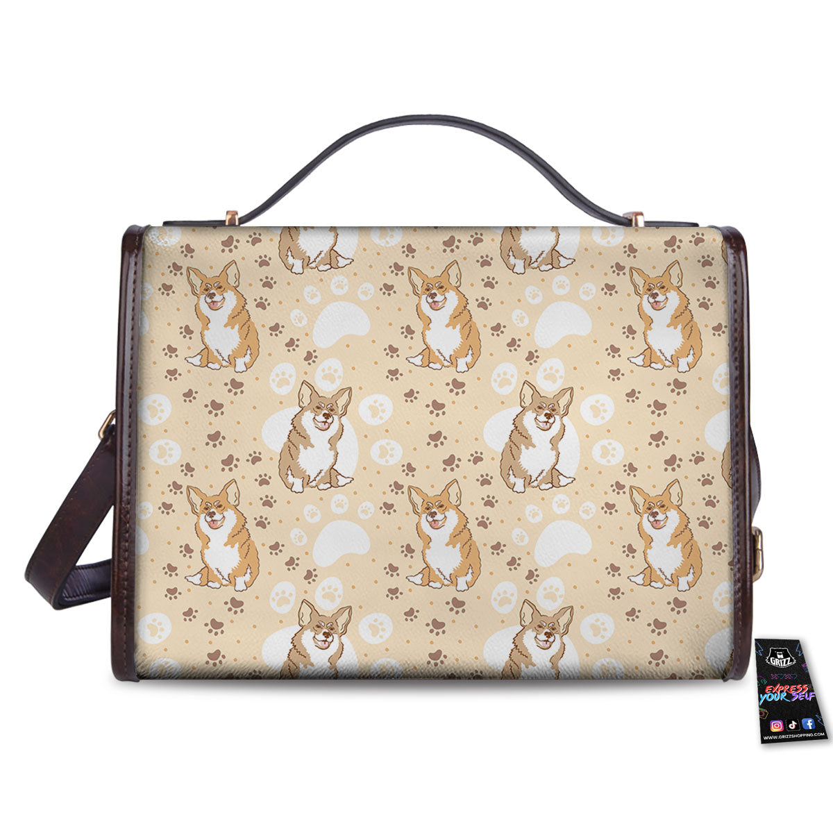 Pembroke Welsh Corgi Print Pattern Women's Satchel Bag - Image 2