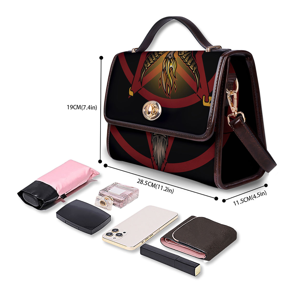 Pentagram Symbol Magic Print Women's Satchel Bag - Image 4