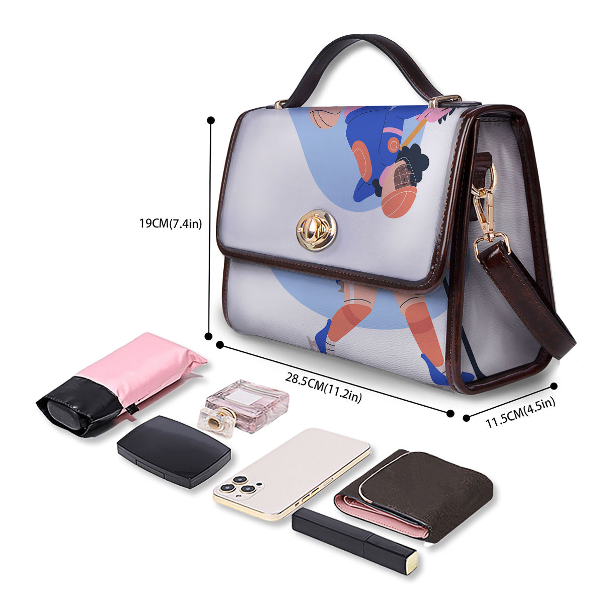 Ice Skates Hockey Print Women's Satchel Bag - Image 4