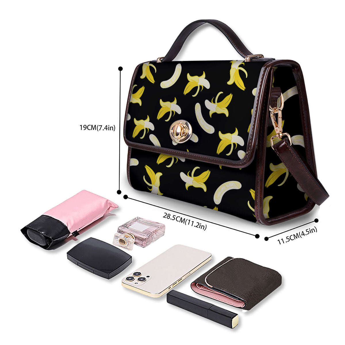 Peeled Banana Print Pattern Women's Satchel Bag - Image 4