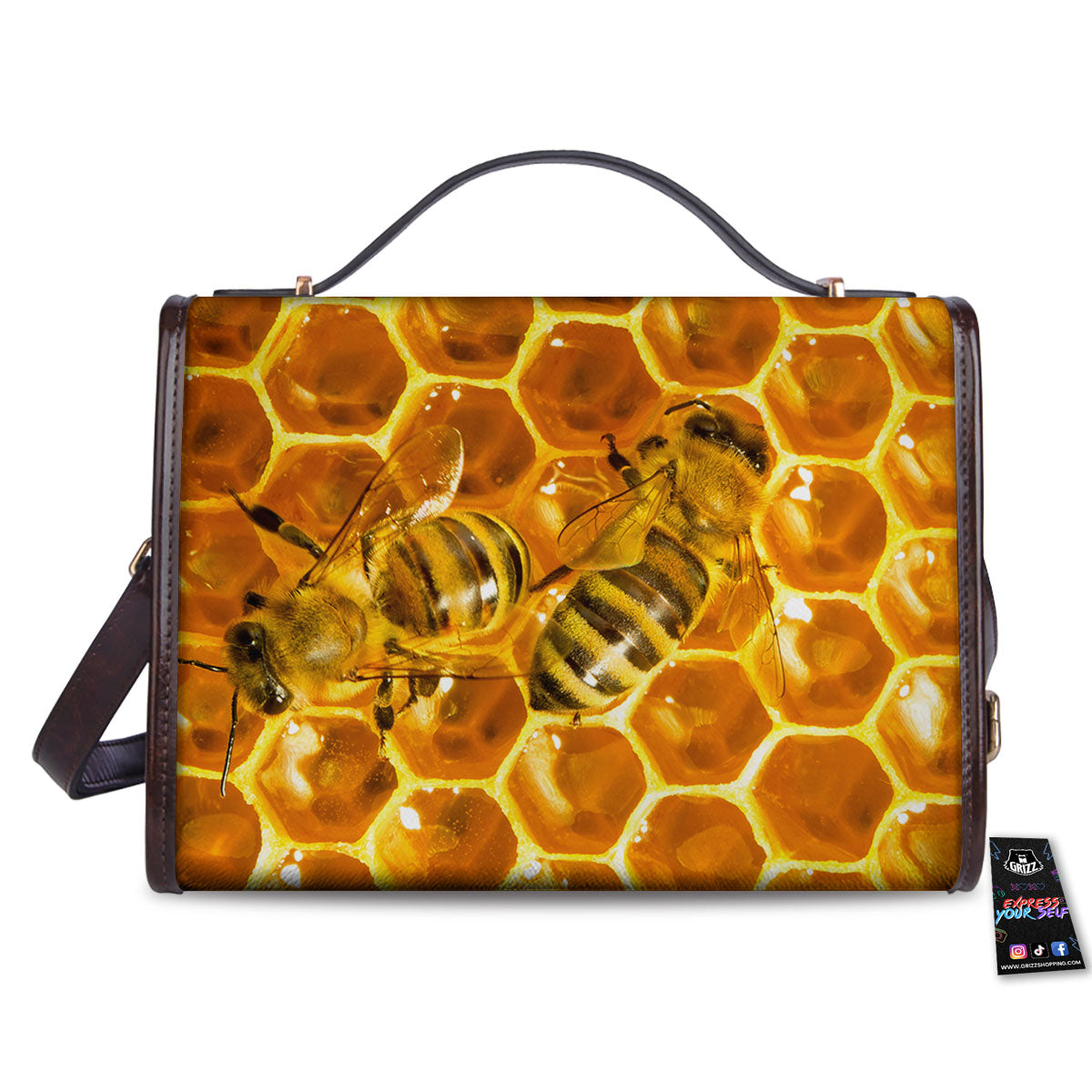 Hive Honey Bee Print Women's Satchel Bag - Image 2