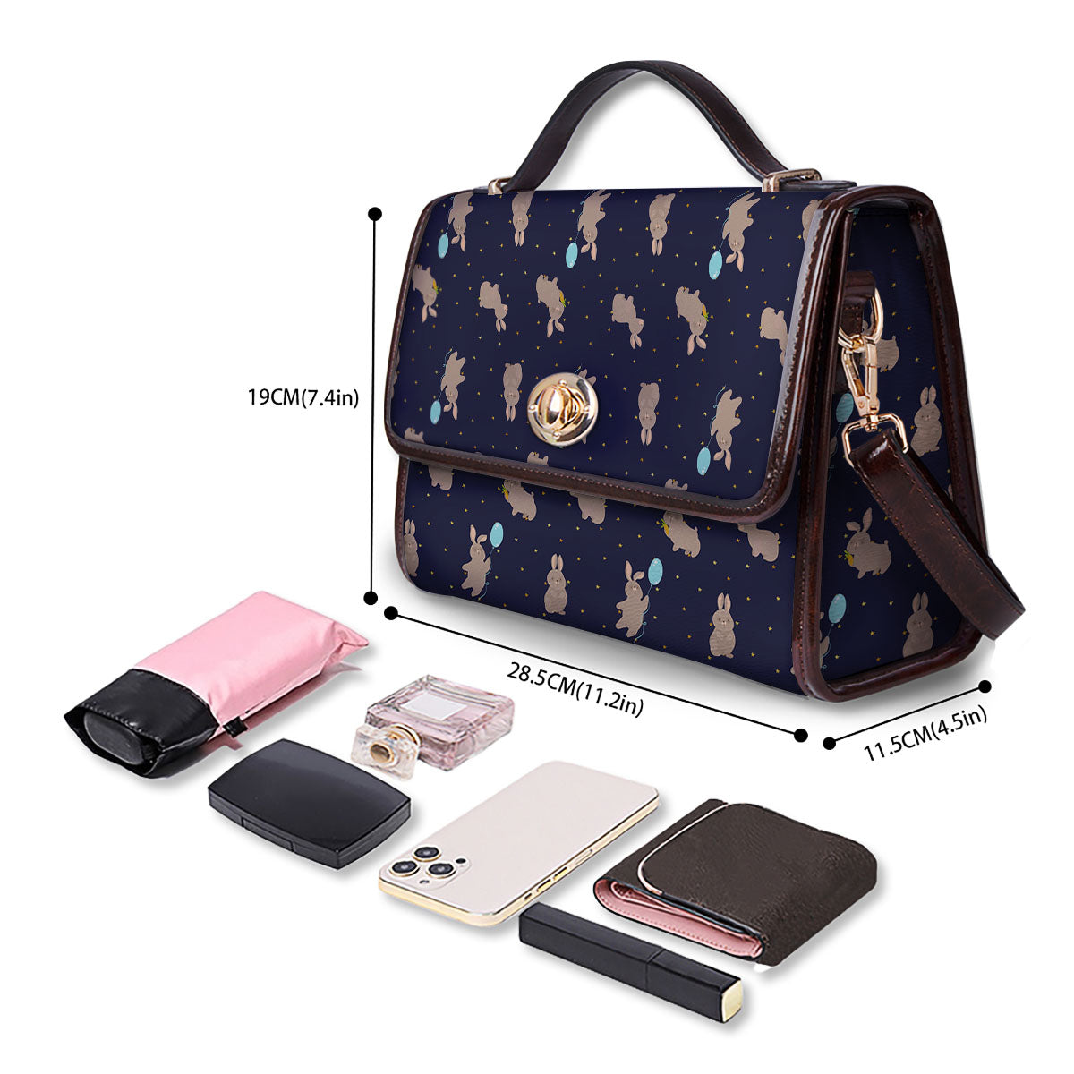 Pattern Mini Rabbit Print Women's Satchel Bag - Image 4