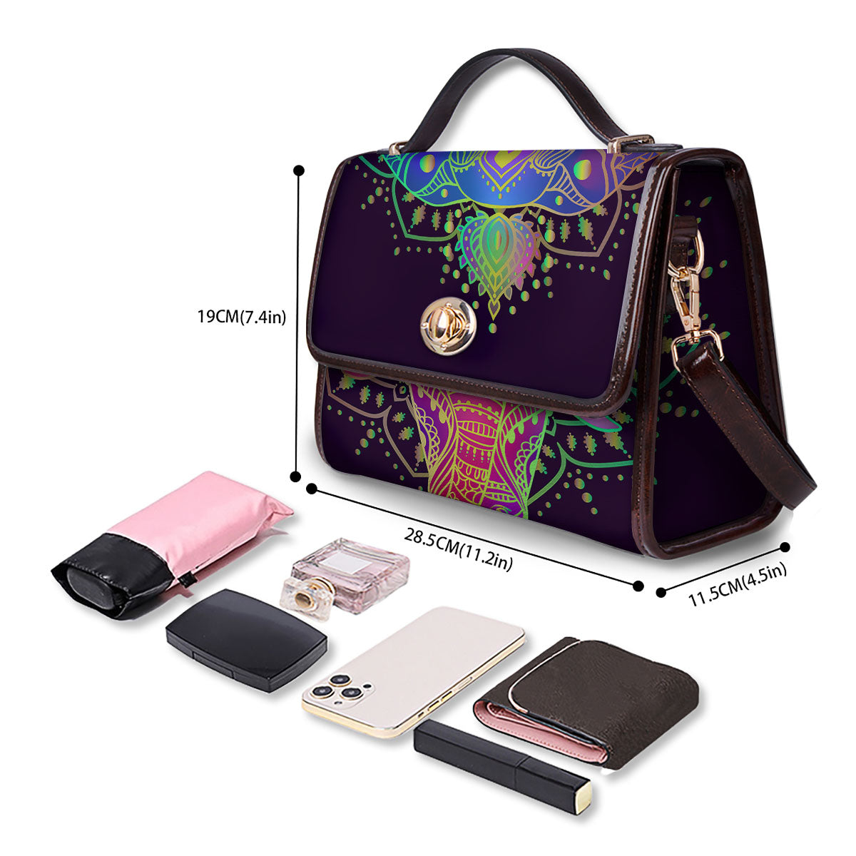 Hippie Elephant Indian Boho Print Women's Satchel Bag - Image 4