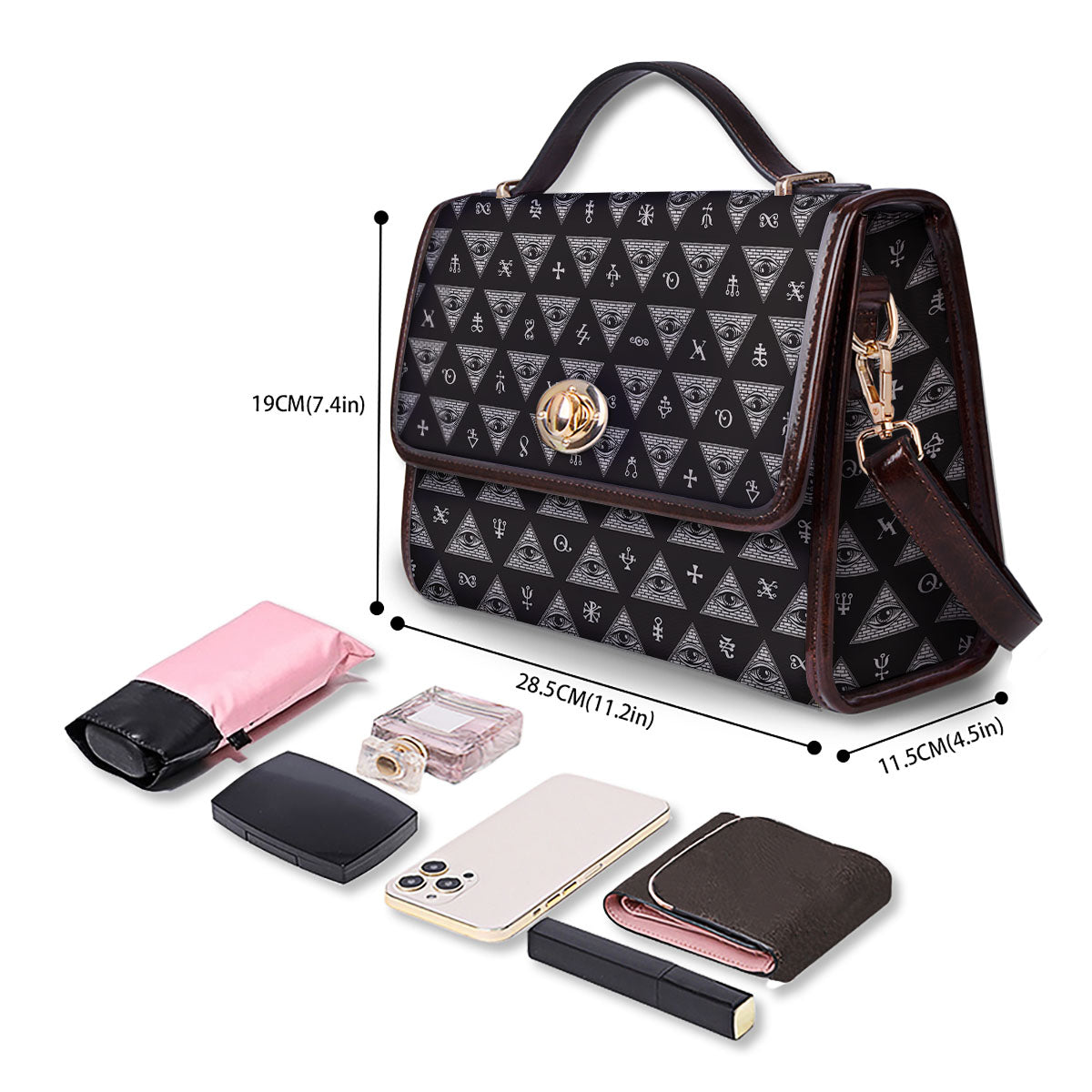 Pattern Masonic Eye Print Women's Satchel Bag - Image 4